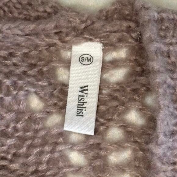 Wish List Chunky Knit Pointelle Cardigan Sweater Women's S/M | Lavender | EUC - Picture 3 of 9